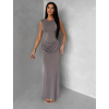 Šedé spoločenské tvarujúce dlhé šaty ESSENTIA