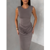 Šedé spoločenské tvarujúce dlhé šaty ESSENTIA