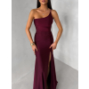 Vínové spoločenské dlhé šaty GAREVIA s rázporkom