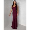 Vínové společenské dlouhé šaty GAREVIA s rozparkem (Veľkosť ONESIZE)