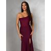 Vínové společenské dlouhé šaty GAREVIA s rozparkem (Veľkosť ONESIZE)