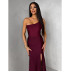 Vínové spoločenské dlhé šaty GAREVIA s rázporkom