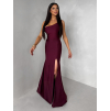 Vínové spoločenské dlhé šaty GAREVIA s rázporkom