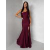 Vínové společenské dlouhé šaty GAREVIA s rozparkem (Veľkosť ONESIZE)