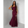 Vínové spoločenské dlhé šaty GAREVIA s rázporkom
