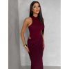 Vínové společenské dlouhé šaty OLIVIEN s body (Veľkosť ONESIZE)