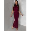 Vínové společenské dlouhé šaty OLIVIEN s body (Veľkosť ONESIZE)