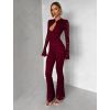 Vínový krajkovaný společenský dlouhý overal WAIVANY (Veľkosť ONESIZE)