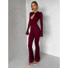 Vínový krajkovaný spoločenský dlhý overal WAIVANY