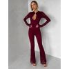 Vínový krajkovaný společenský dlouhý overal WAIVANY (Veľkosť ONESIZE)