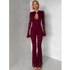 Vínový krajkovaný společenský dlouhý overal WAIVANY (Veľkosť ONESIZE)