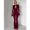 Vínový krajkovaný spoločenský dlhý overal WAIVANY