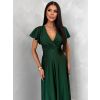 Zelené společenské jednoduché dlouhé šaty JUNADIE (Veľkosť ONESIZE)