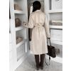 Béžový elegantní semišový midi kabát AERISCA (Veľkosť ONESIZE)