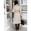 Béžový elegantný semišový midi kabát AERISCA