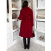 Bordó dlouhý elegantní midi kabát POLIMAQ s páskem (Veľkosť ONESIZE)
