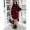 Bordó pletený dlouhý svetr šaty MAGLIO (Veľkosť ONESIZE)
