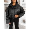 Černá koženková krátká bunda FROSTY (Veľkosť M/L)